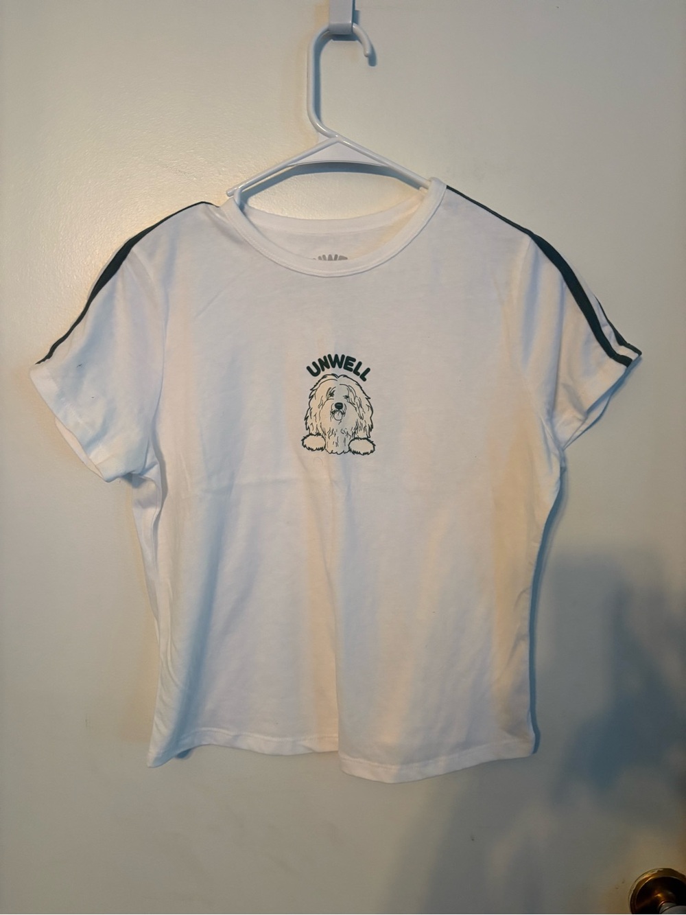 Unwell White Graphic Tee with Green Trim
